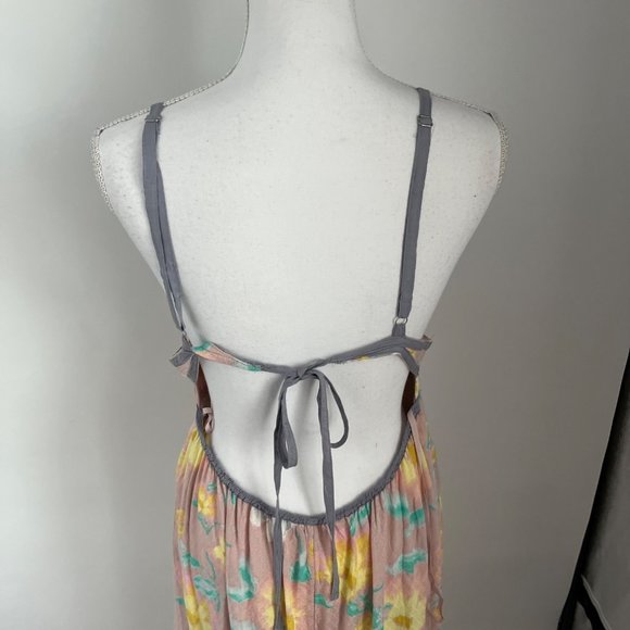 Free People Wisteria Light Combo Pink Floral Sleeveless Maxi Dress Large L - Picture 7 of 11
